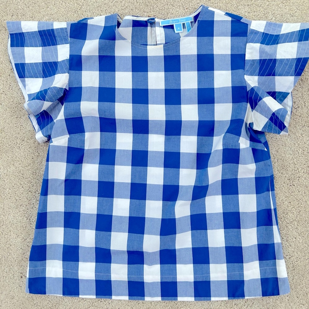 Draper James Flutter Sleeve Buffalo Check Top - image 1